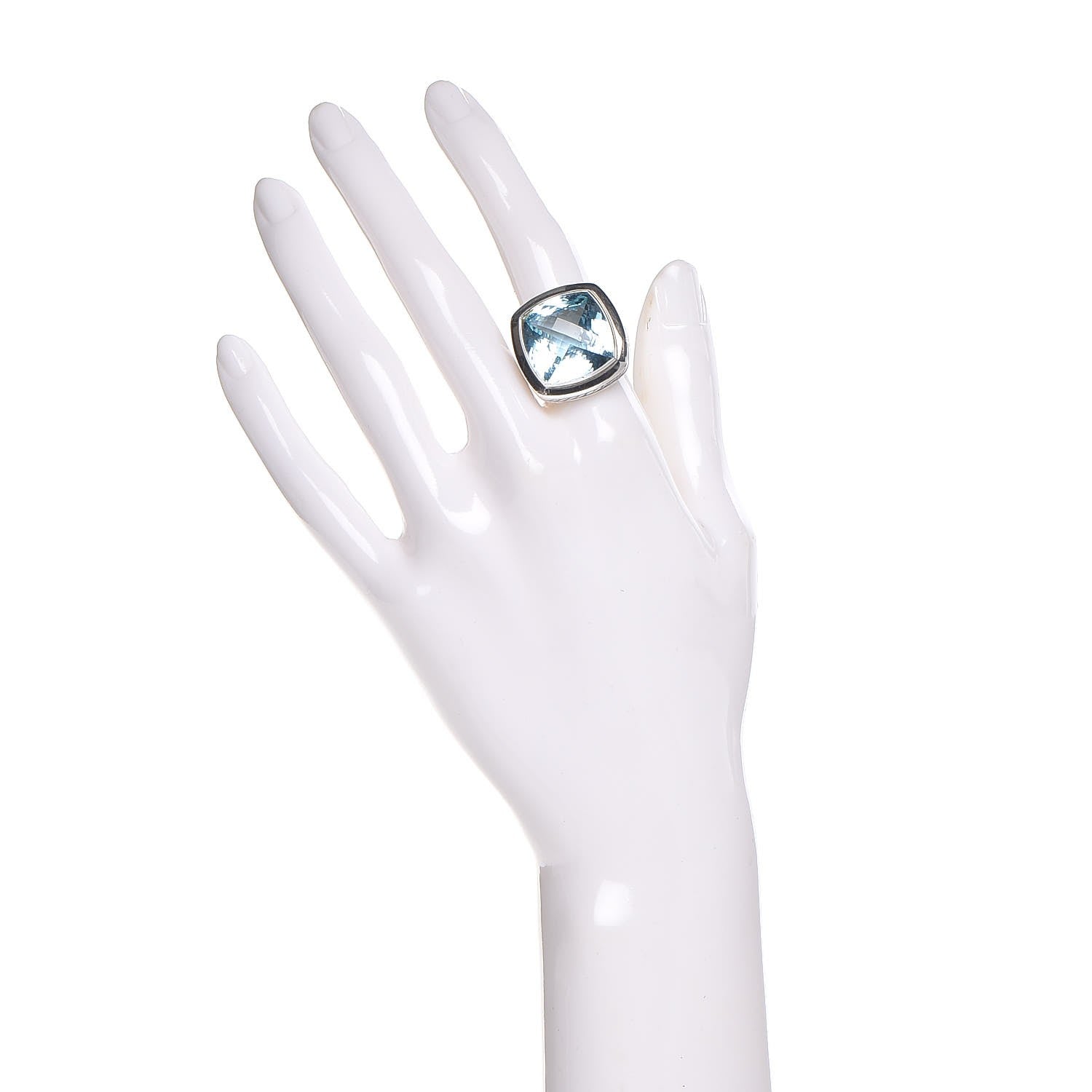 David Yurman Sterling Silver Blue Topaz 16mm Albion Statement Ring 52 6 2 of 7