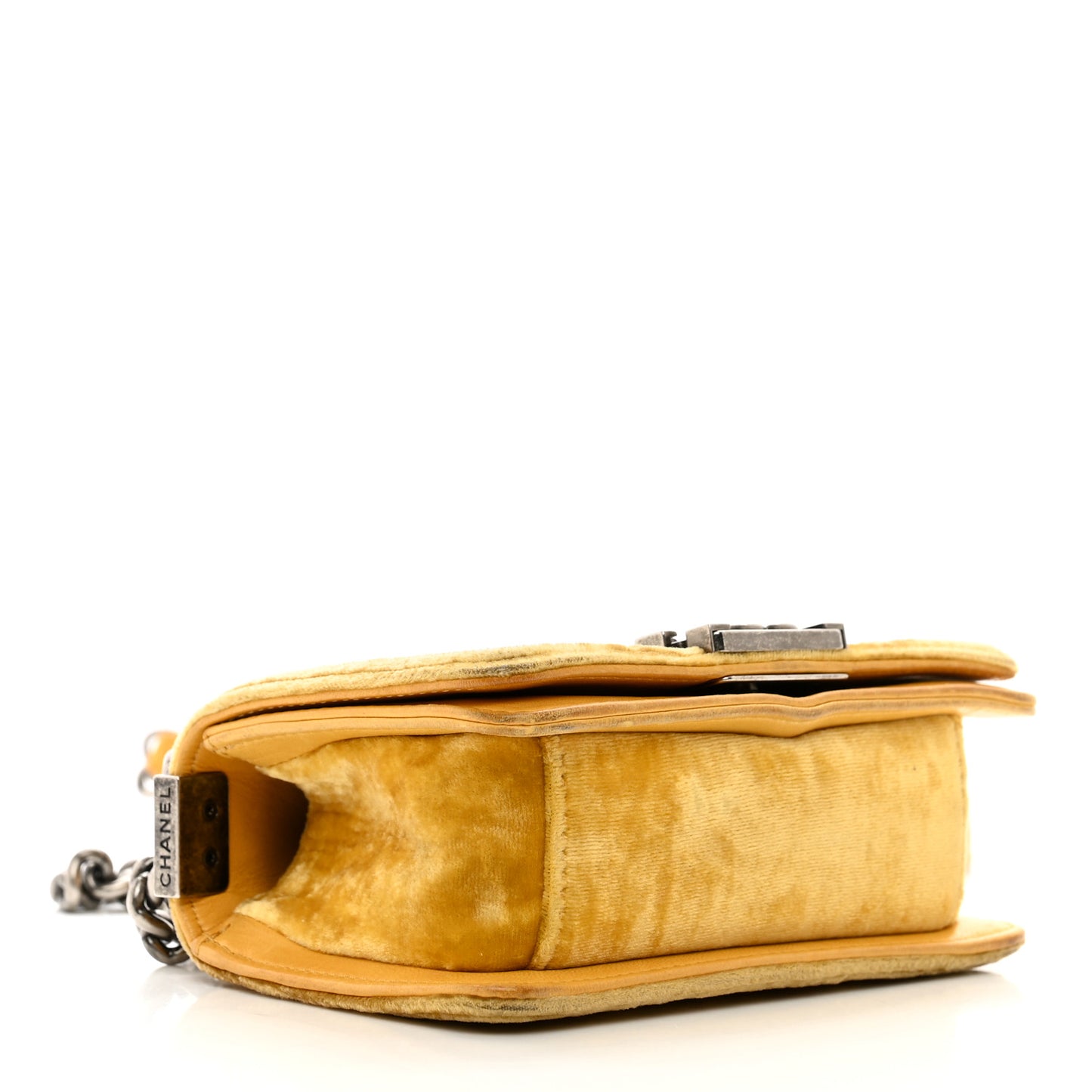 Velvet Quilted Mini Boy Flap Yellow
