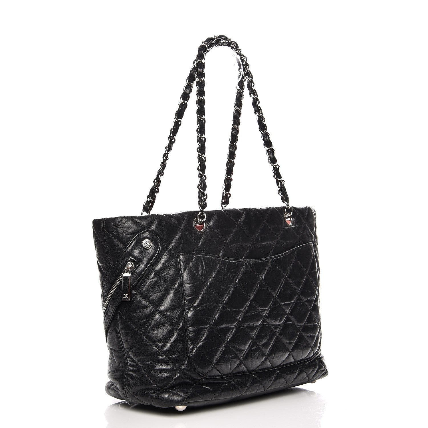 Chanel Aged Calfskin Quilted Large Cotton Club Tote Black 3 of 12