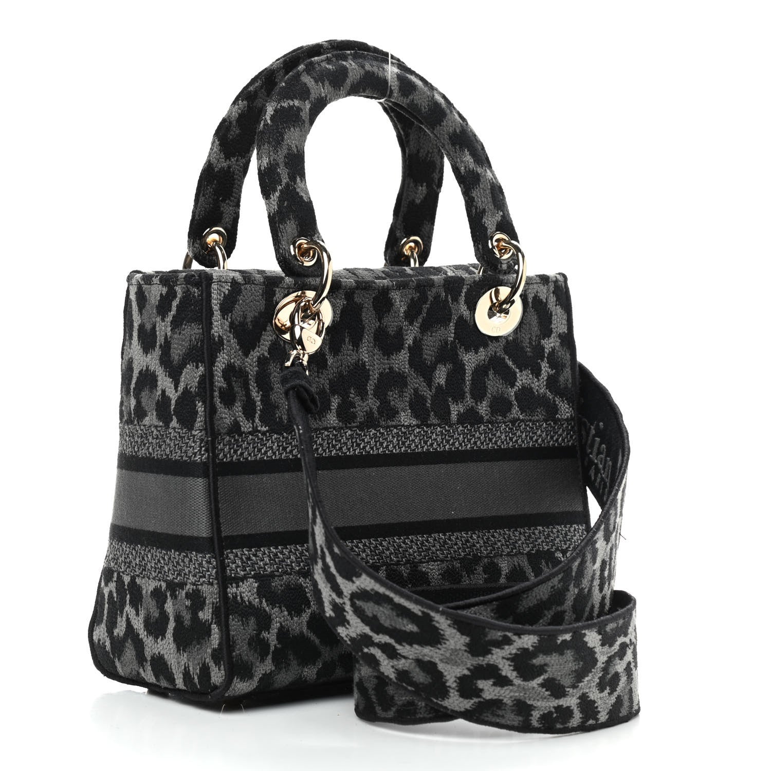 Christian Dior Canvas Mizza Embroidered Medium Lady D-Lite Gray 2 of 7