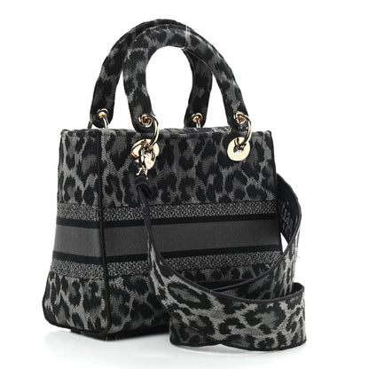 Christian Dior Canvas Mizza Embroidered Medium Lady D-Lite Gray 2 of 7