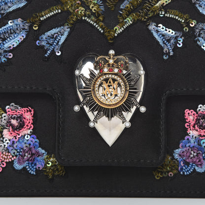 Alexander McQueen Satin Floral Embroidered Mini Insignia Flap Black 8 of 12