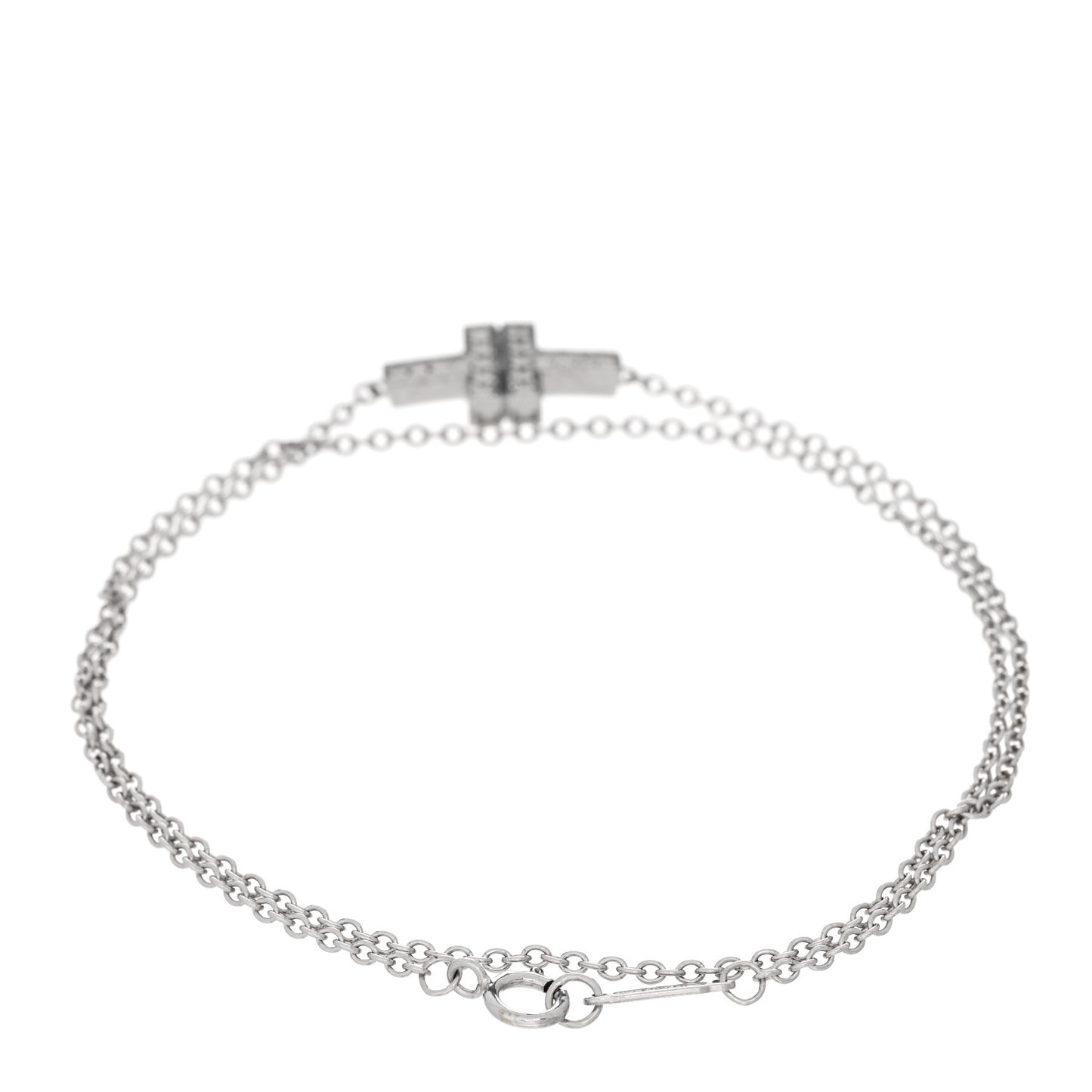 18K White Gold Diamond T Double Chain Bracelet