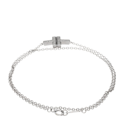 Tiffany 18K White Gold Diamond T Double Chain Bracelet 2 of 3
