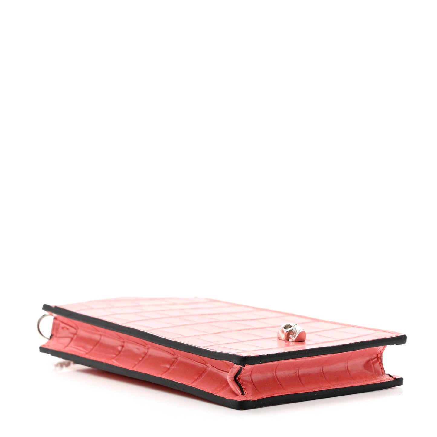Calfskin Crocodile Embossed Chain Phone Case Neon Pink