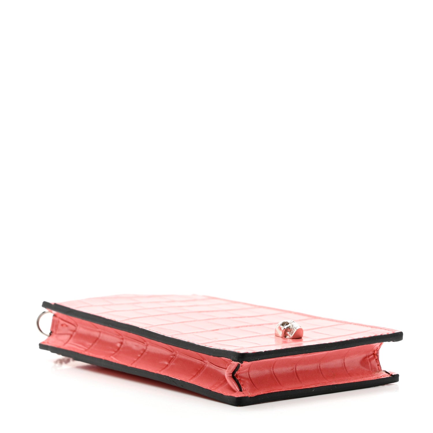 Alexander McQueen Calfskin Crocodile Embossed Chain Phone Case Neon Pink 3 of 6