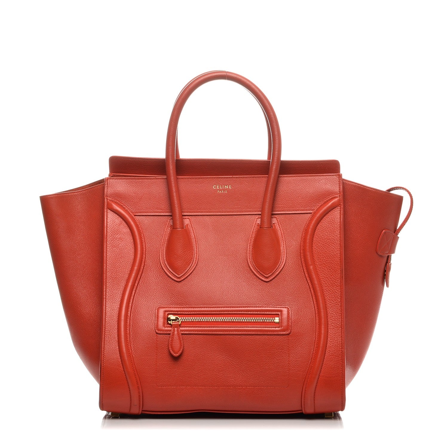 Celine Drummed Calfskin Mini Luggage Coquelicot 1 of 14