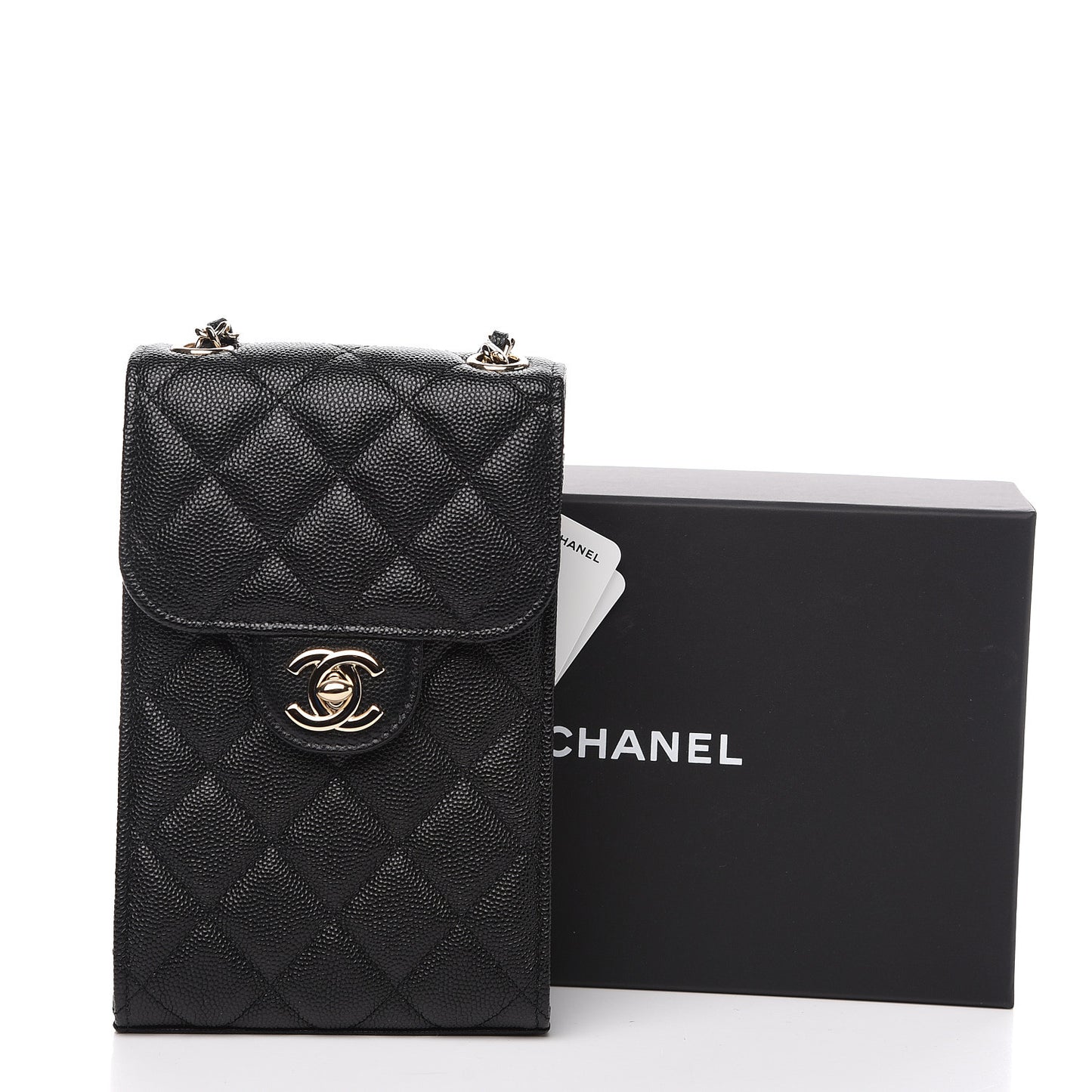 Caviar Quilted Classic Phone Holder Black