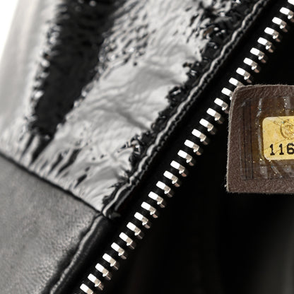Chanel Lambskin Patent Calfskin Brooklyn Patchwork Hobo Black 7 of 12