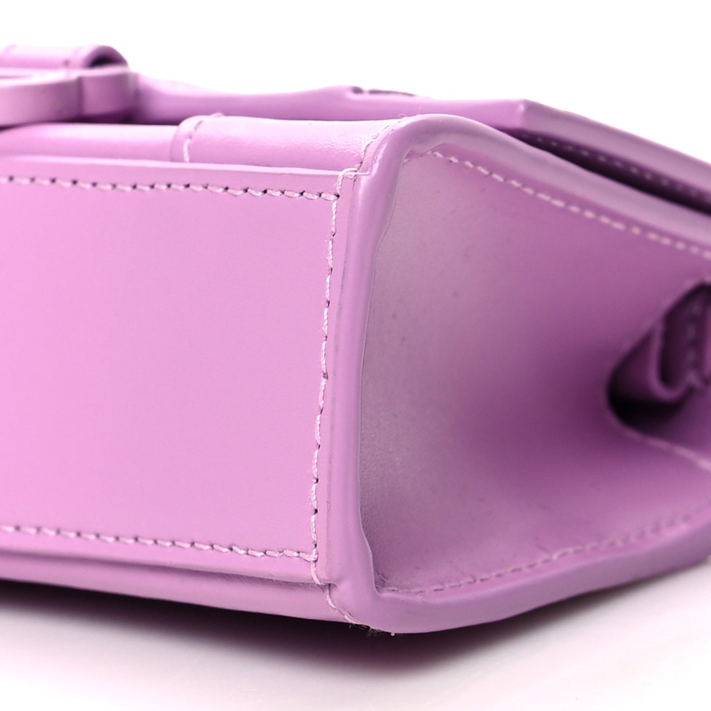 Shiny Box Calfskin Tonal B Hourglass Top Handle Bag Mini Lilac