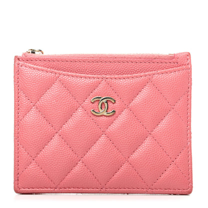Chanel Caviar Quilted CC Zip Card Holder Pink 1 of 8