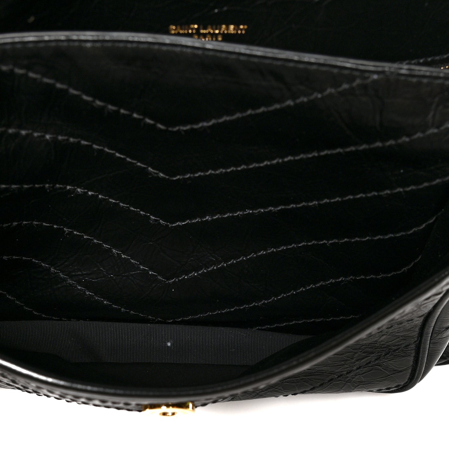 Crinkled Calfskin Matelasse Monogram Medium Niki Chain Satchel Black