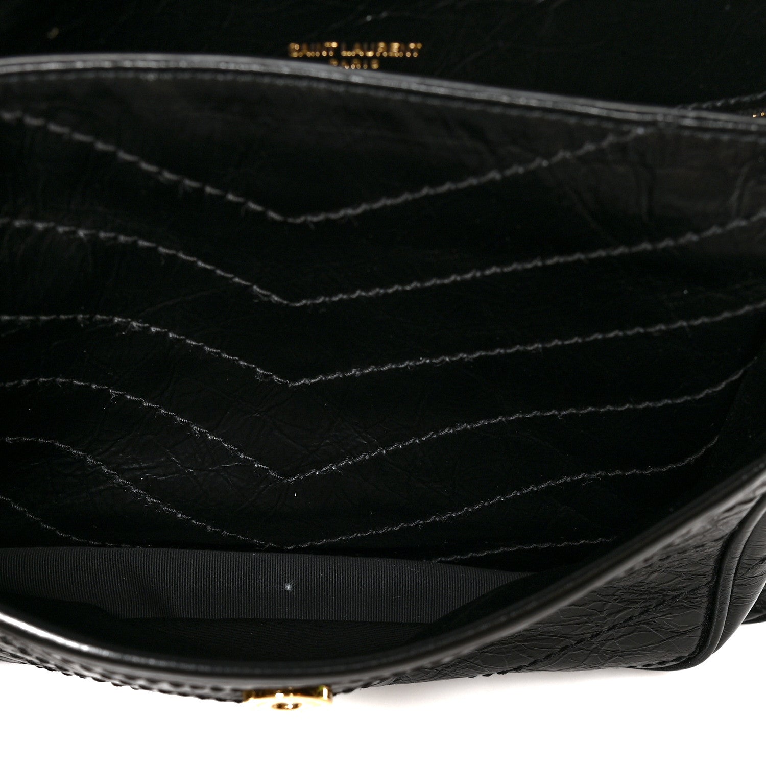 Saint Laurent Crinkled Calfskin Matelasse Monogram Medium Niki Chain Satchel Black 6 of 11