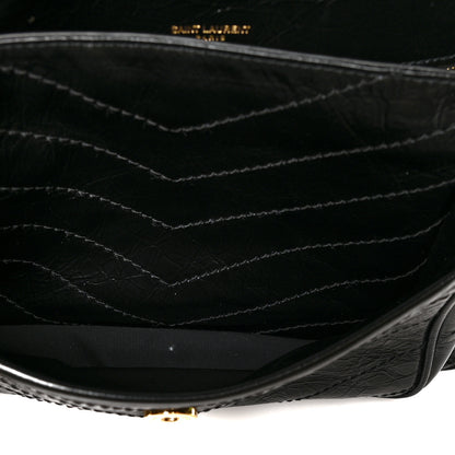 Saint Laurent Crinkled Calfskin Matelasse Monogram Medium Niki Chain Satchel Black 6 of 11