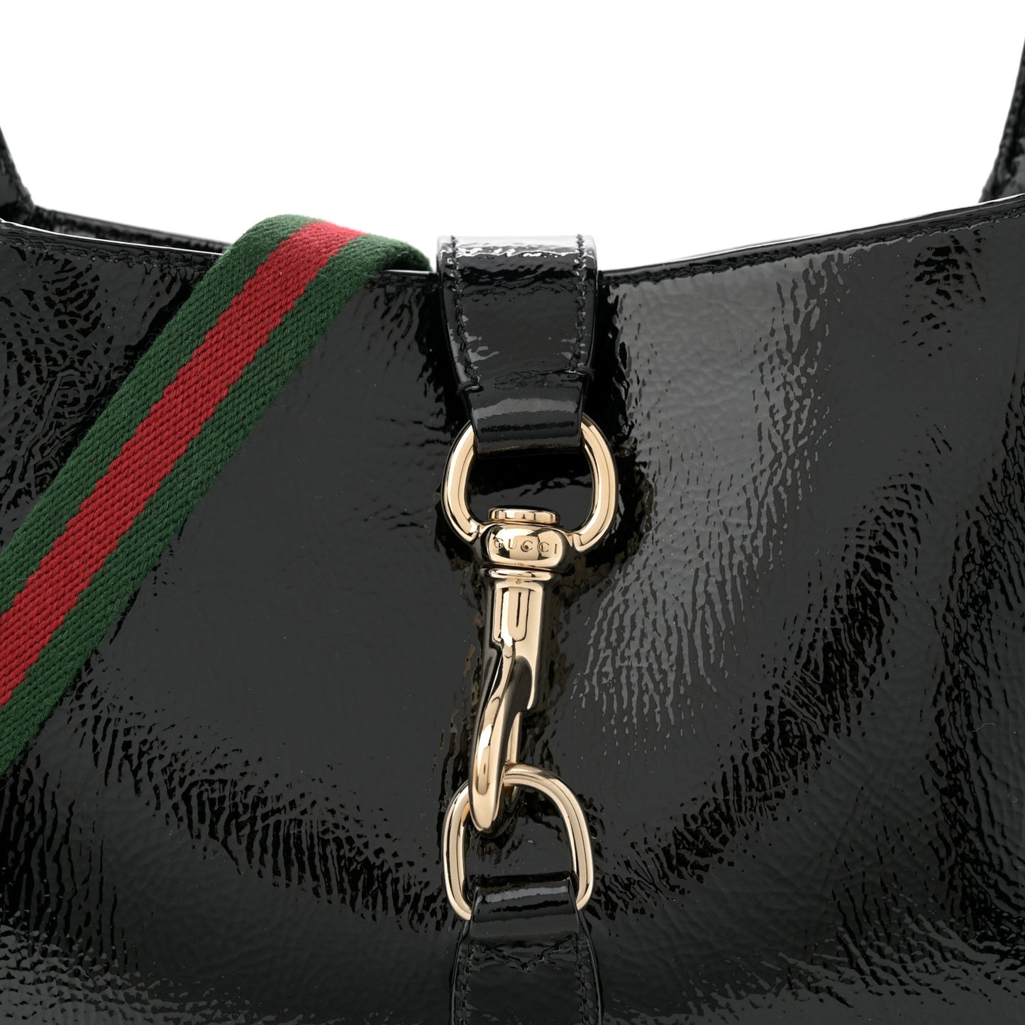 Patent Calfskin Small Jackie Shoulder Bag Black