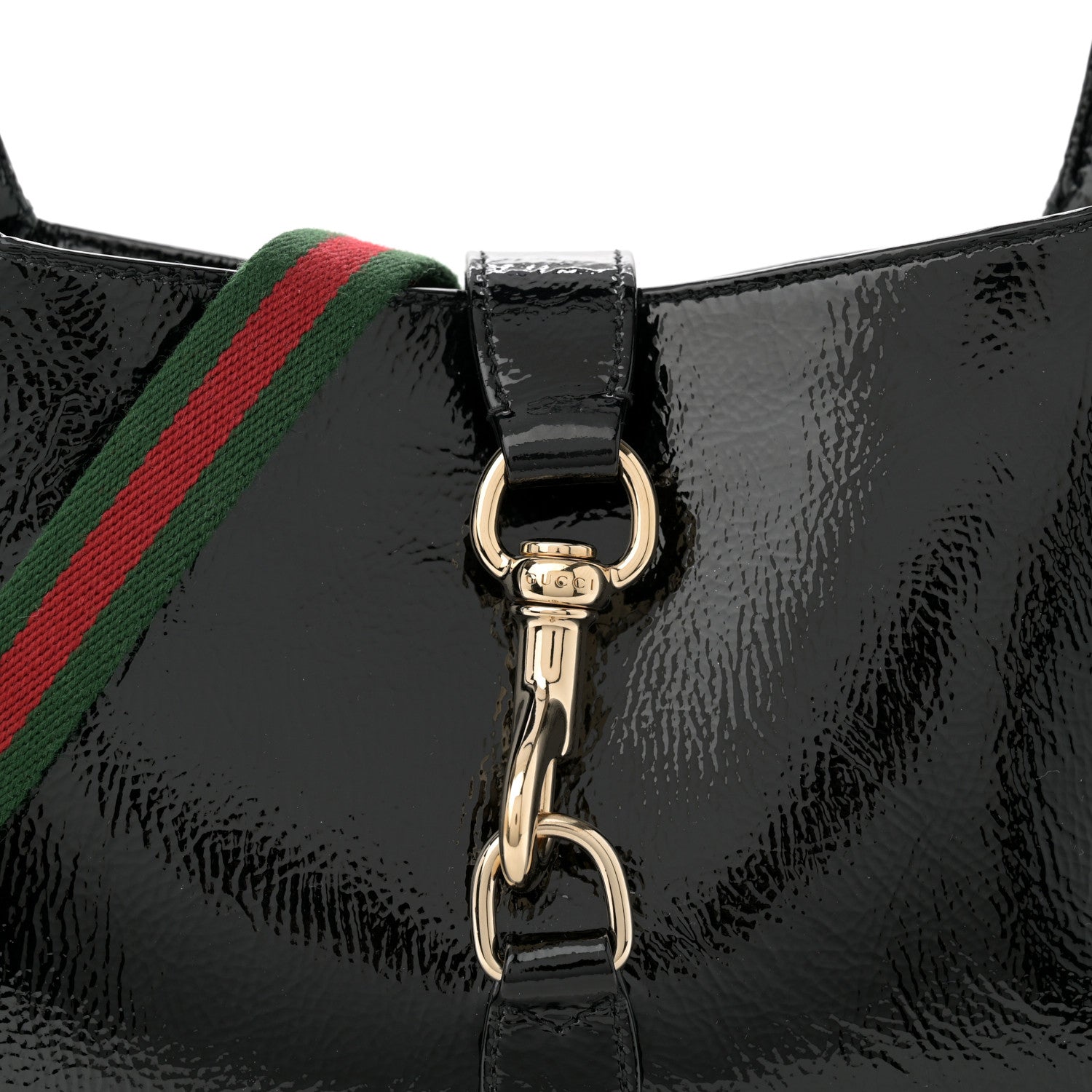Gucci Patent Calfskin Small Jackie Shoulder Bag Black 8 of 10