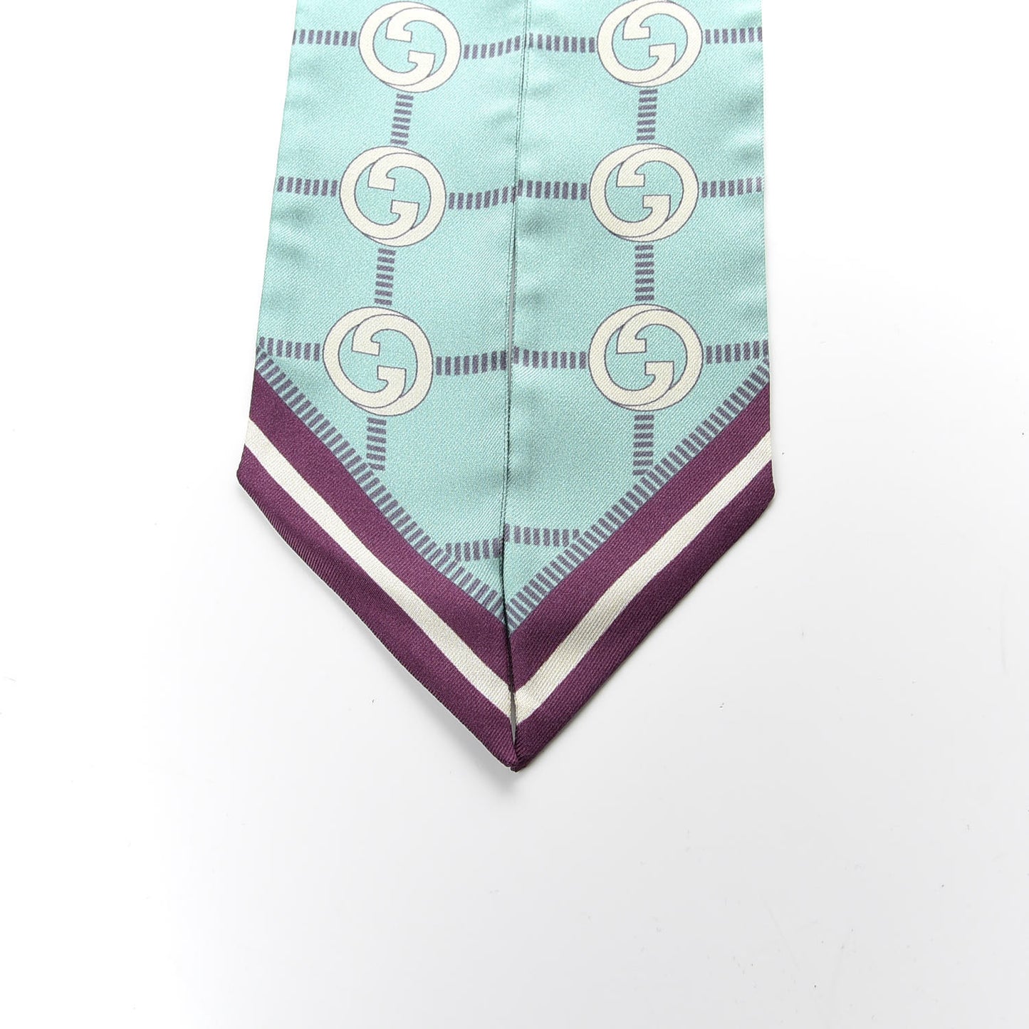 Silk Twill Networkina Neck Bow Scarf Teal Dark Purple