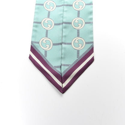 Gucci Silk Twill Networkina Neck Bow Scarf Teal Dark Purple 3 of 3