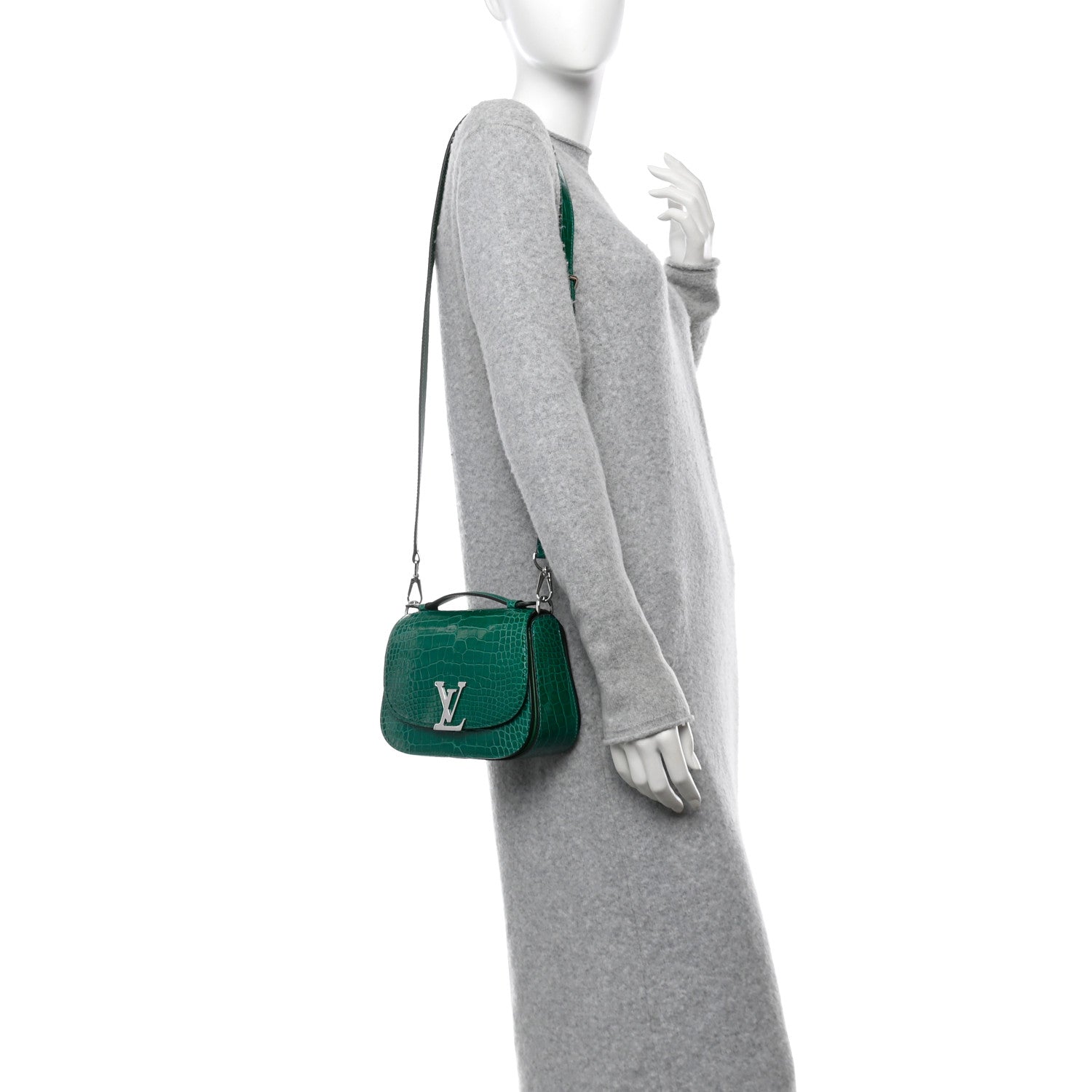 Louis Vuitton Shiny Alligator Vivienne NM Green 2 of 11