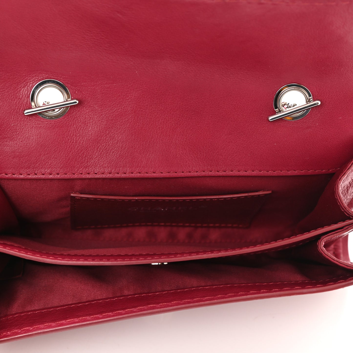 Calfskin Stitched Clutch Flap Red