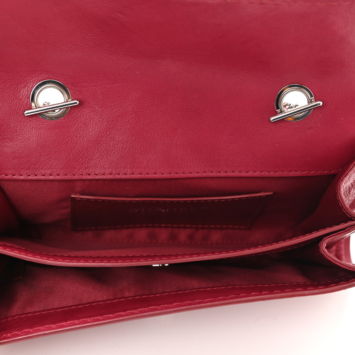 Chanel Calfskin Stitched Clutch Flap Red 5 of 10