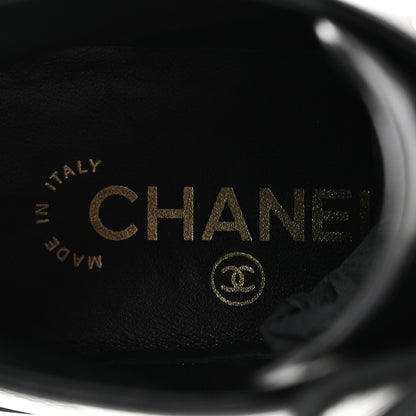 Chanel Shiny Calfskin Pearl Lace Up Combat Short Boots 38 Black 9 of 10