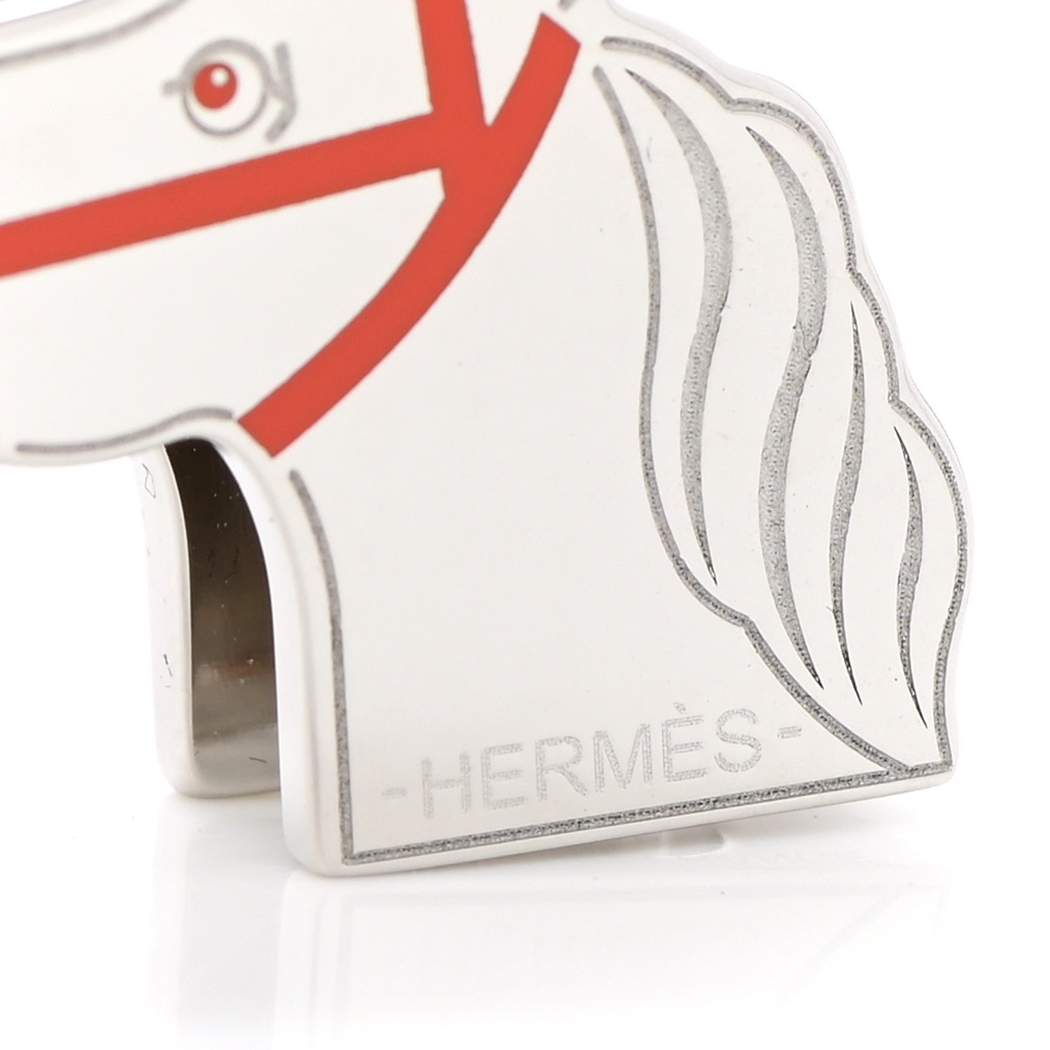 Hermes Palladium Lacquered Quadrige Twilly Scarf Ring Orange 3 of 4
