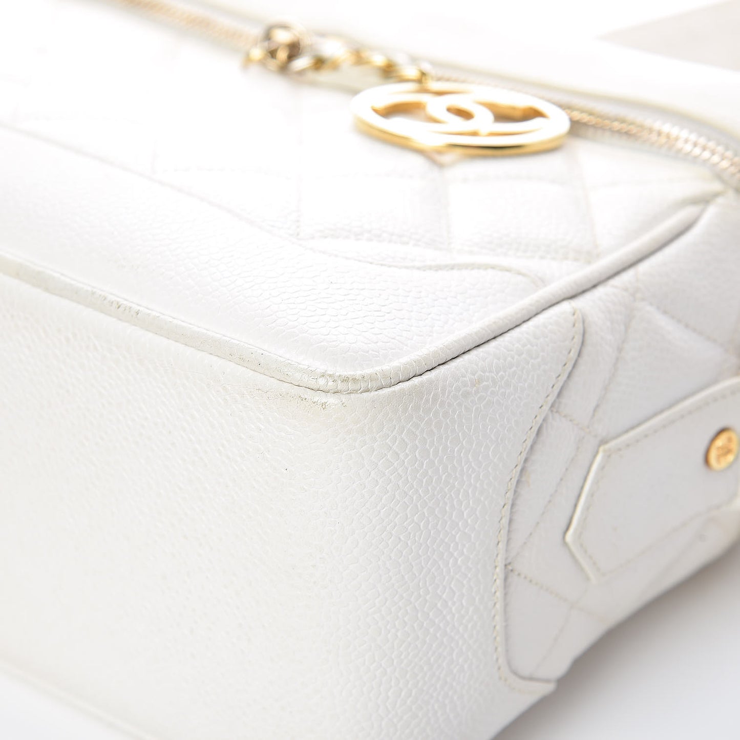 Caviar Quilted Camera Case White