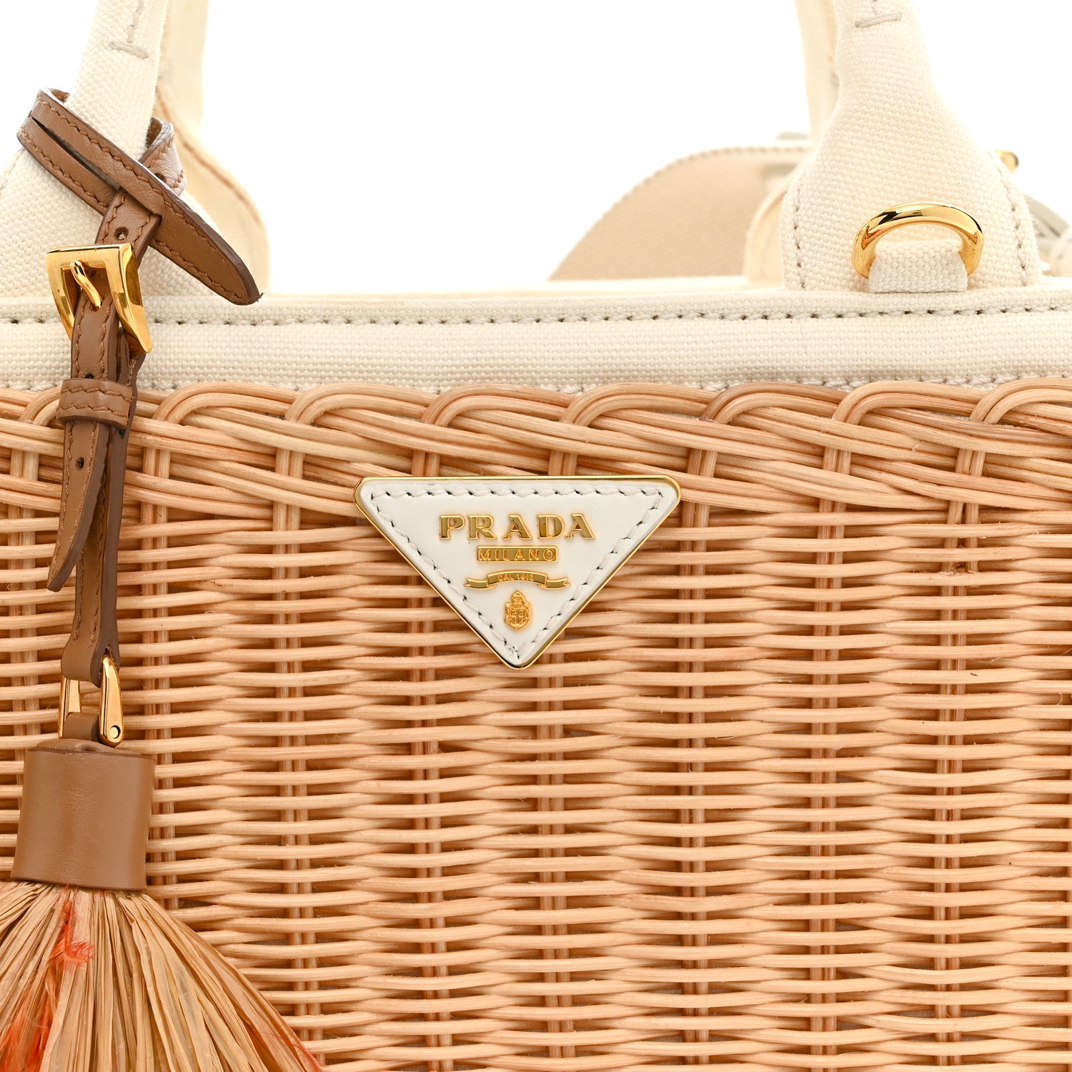 Prada Wicker Canvas Tote  Naturale  White 15 of 31