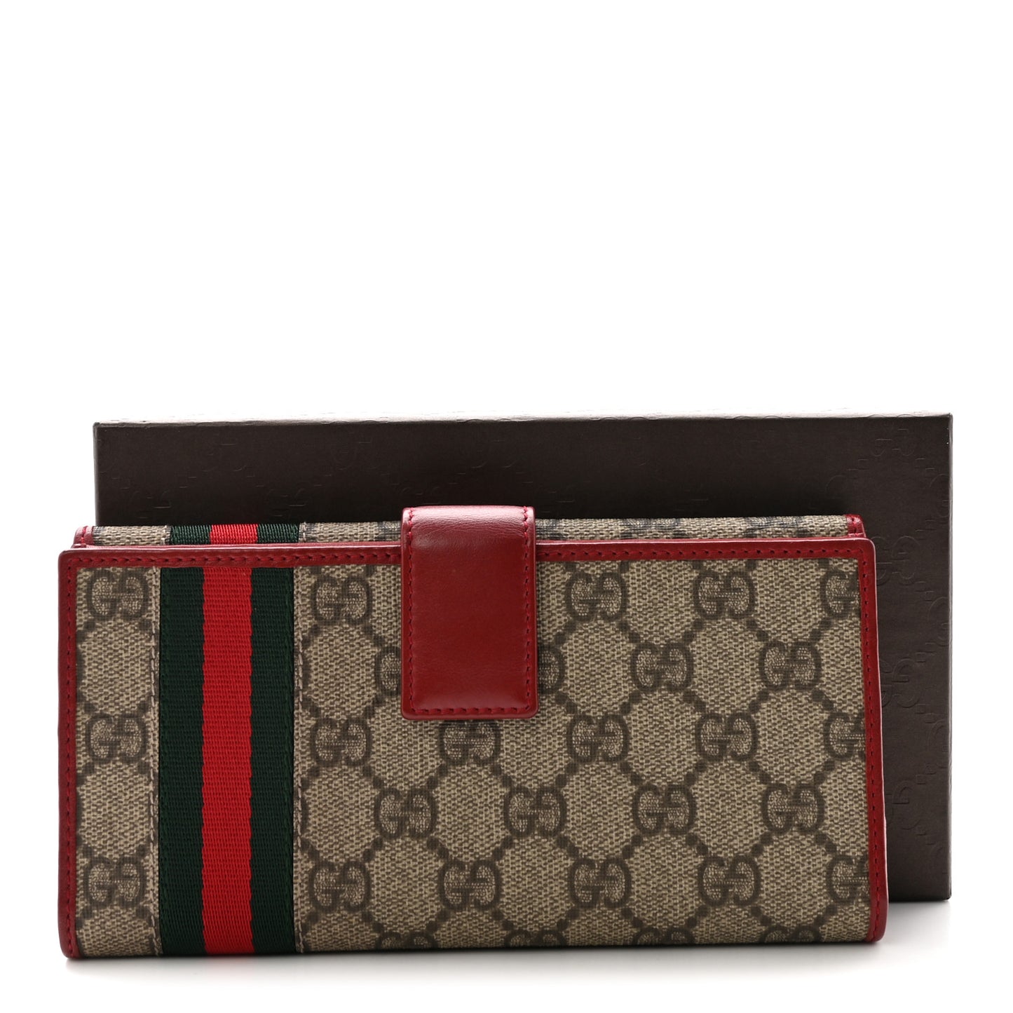 GG Supreme Monogram Web Continental Wallet Red