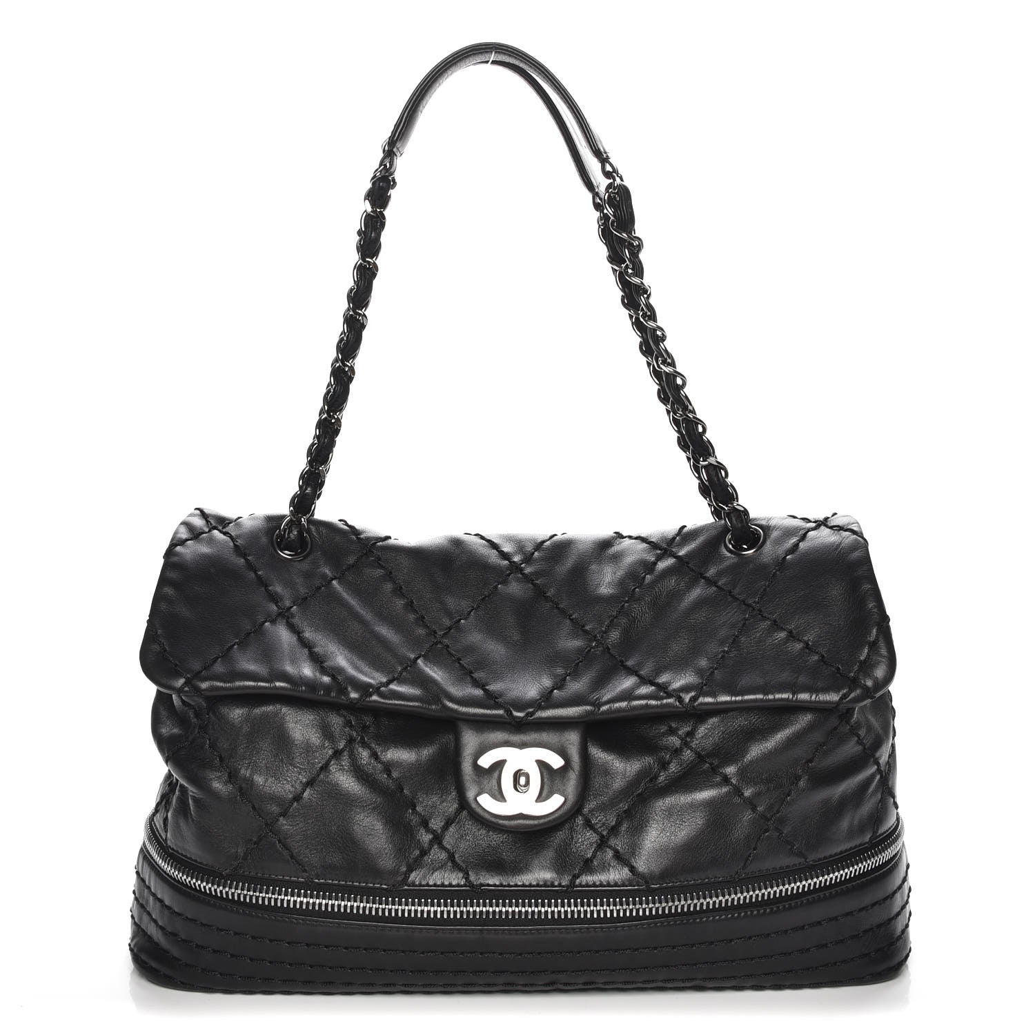 Chanel Calfskin Stitched Large Expandable Flap Black 1 of 7