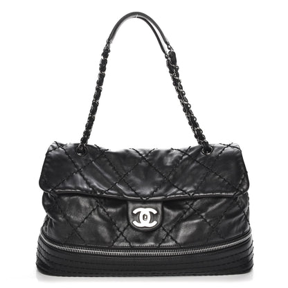 Chanel Calfskin Stitched Large Expandable Flap Black 1 of 7