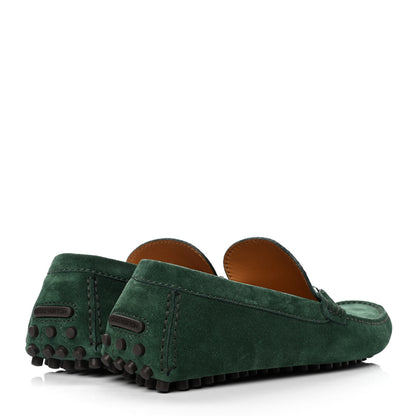 Louis Vuitton Suede Calfskin Mens LV Porto Vecchio Moccasin Loafers 7.5 Green 3 of 4