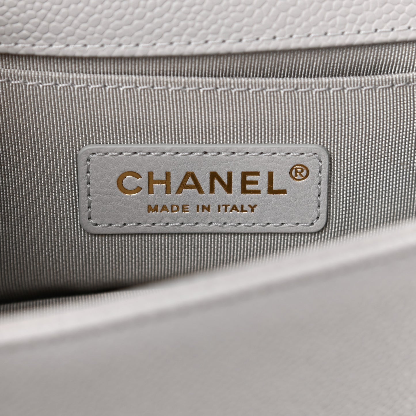 Caviar Quilted Small Boy Flap Light Grey