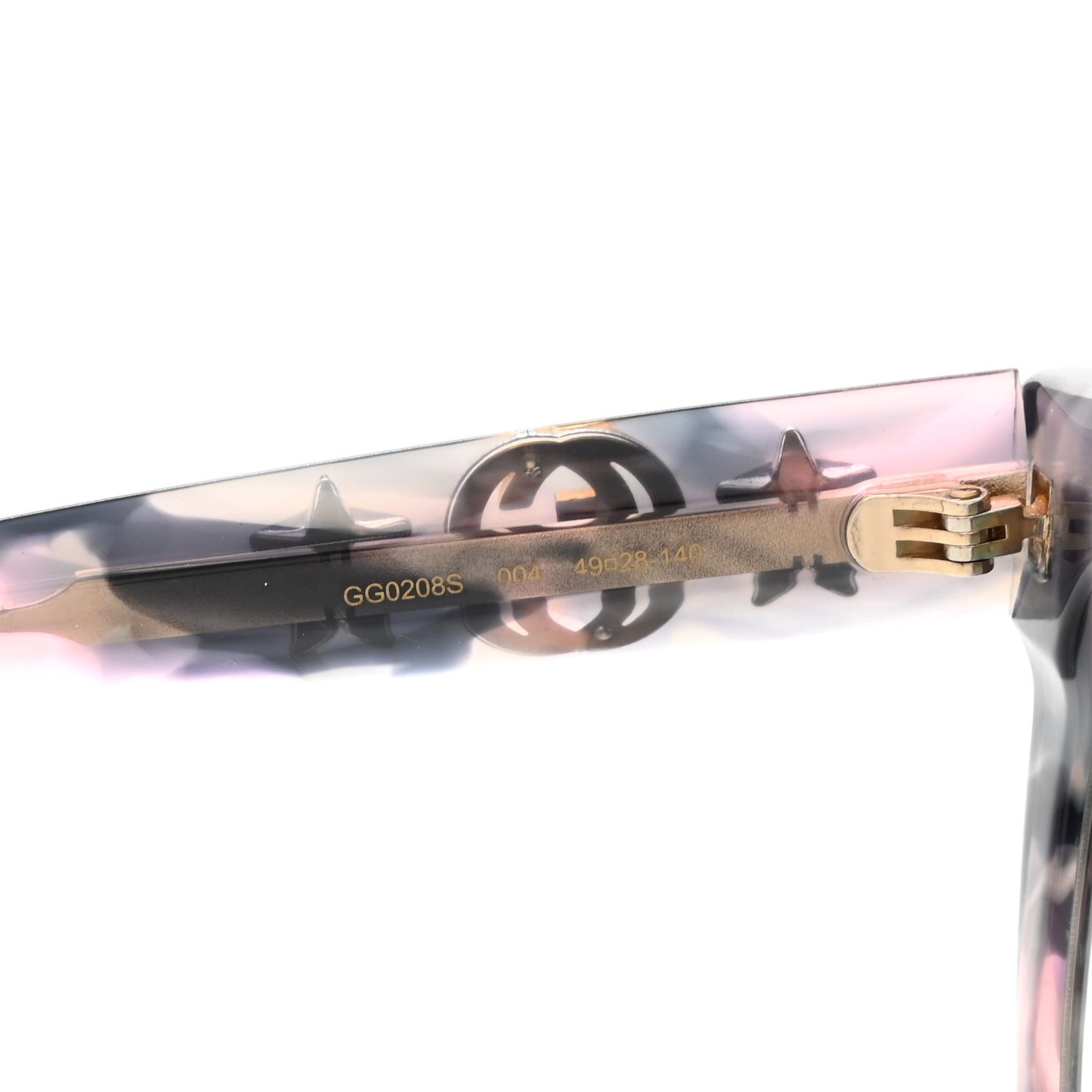 Acetate Round Frame Star Sunglasses GG0208S Grey Pink