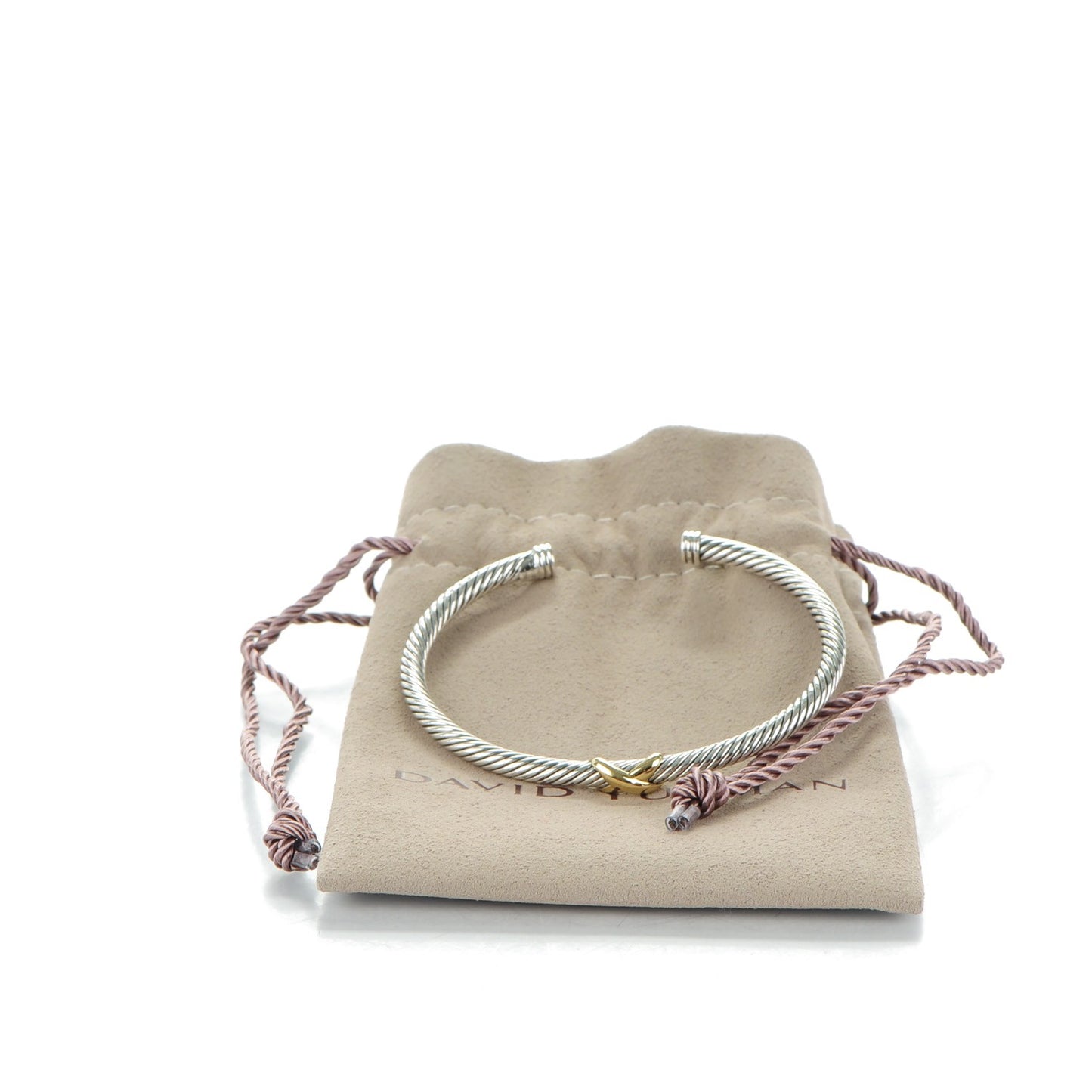 Sterling Silver 18K Yellow Gold 4mm X Station Cable Bracelet