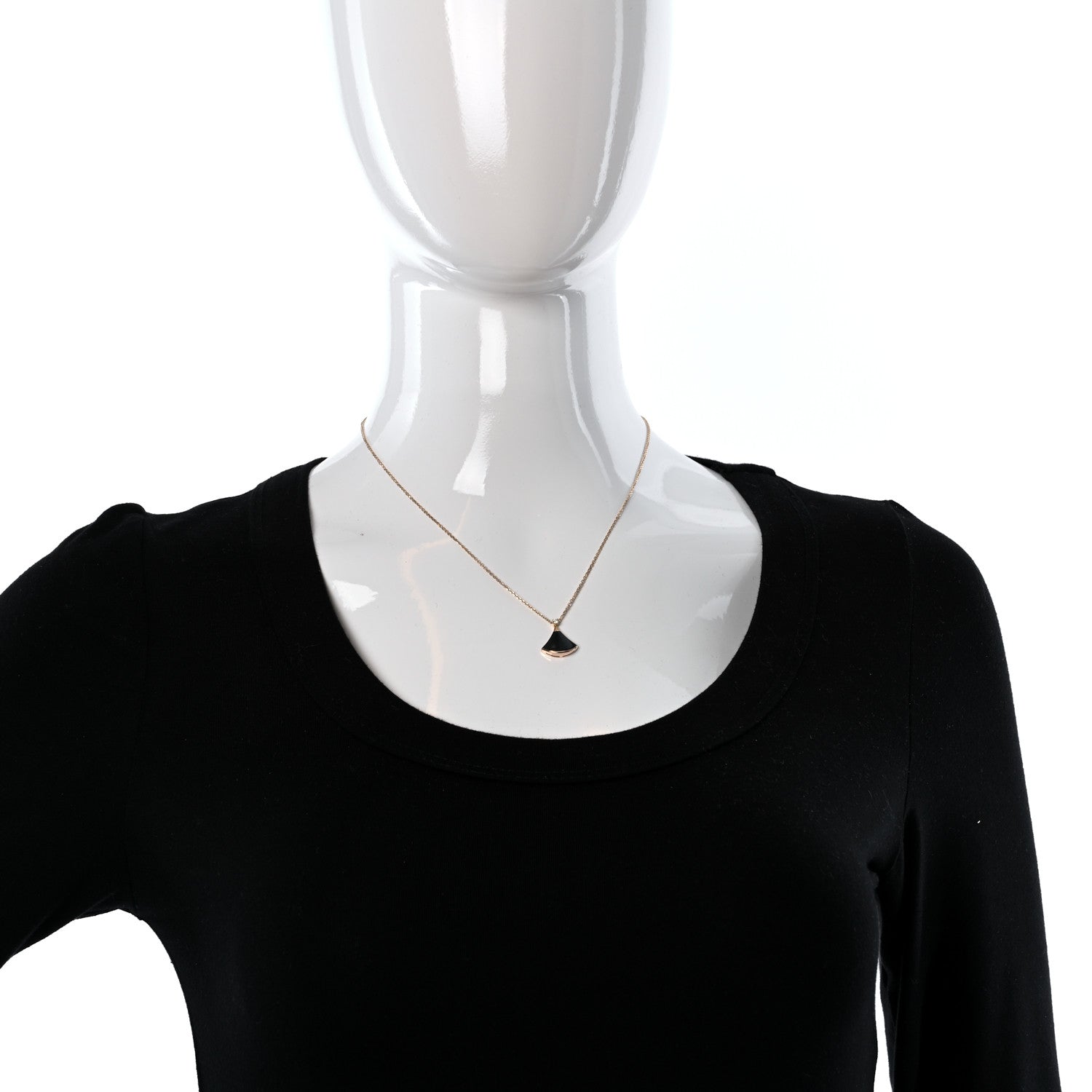 Bulgari 18K Rose Gold Diamond Black Onyx Divas' Dream Pendant Necklace 3 of 4