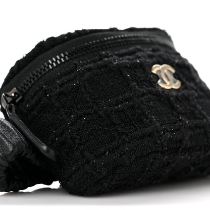 Chanel Tweed Lambskin Quilted Arm Coin Purse Black 7 of 9