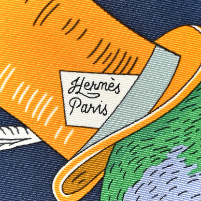Hermes Silk Tied Up In Knots Scarf 70 Marine Vert Jaune 2 of 5
