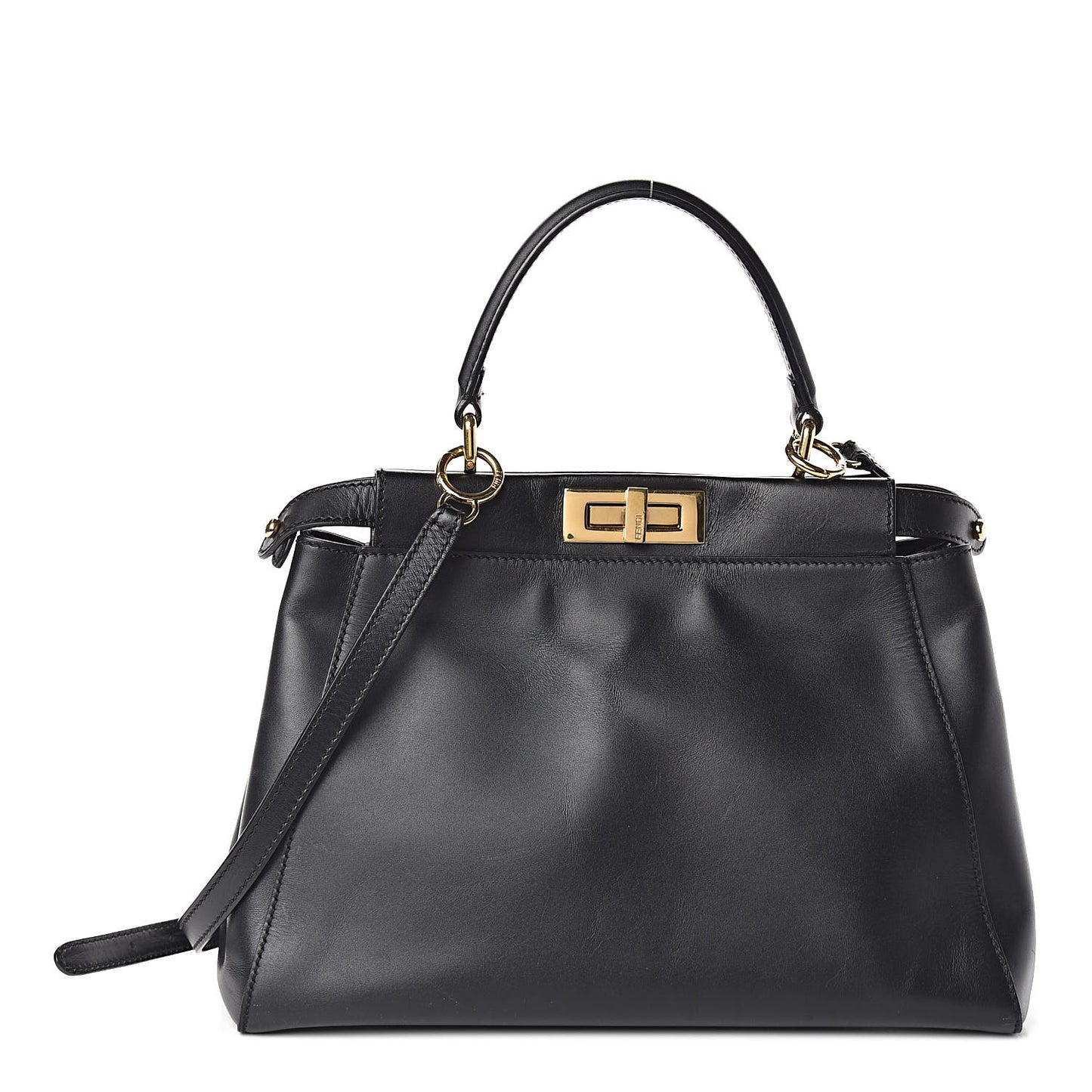 Vitello Morgan Shiny Nappa Medium Peekaboo Iconic Satchel Black