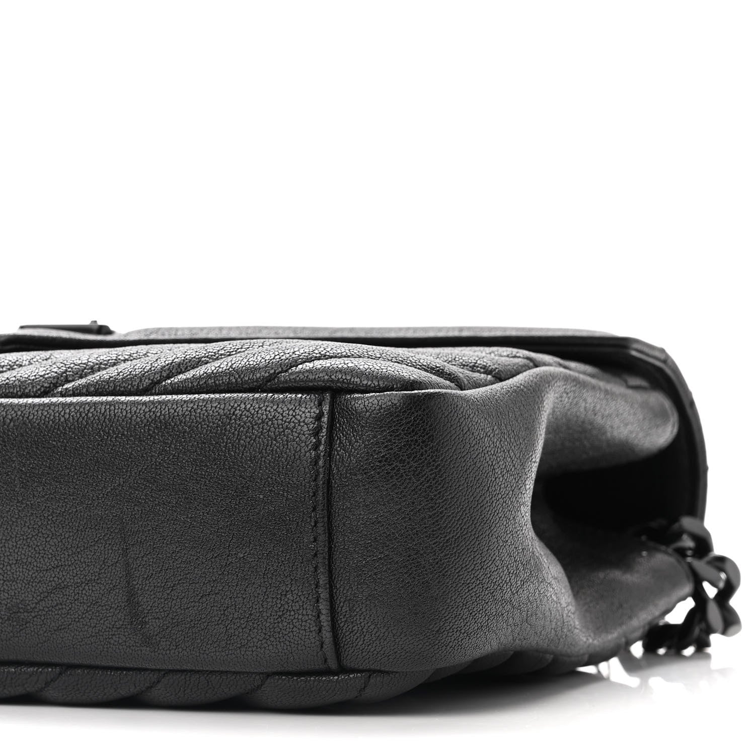 Saint Laurent Sheepskin Matelasse Chevron Monogram Monochrome Medium College Bag Black 9 of 10