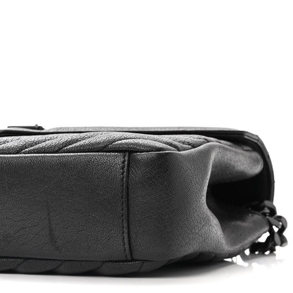 Saint Laurent Sheepskin Matelasse Chevron Monogram Monochrome Medium College Bag Black 9 of 10