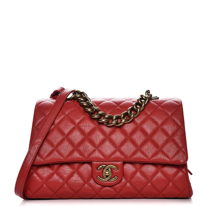 Chanel Shiny Sheepskin Quilted Large Trapezio Flap Red 1 of 7