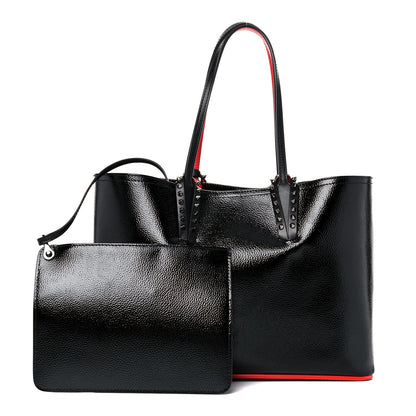 Christian Louboutin Patent Calfskin Spikes Small East West Cabata Tote Black 1 of 11