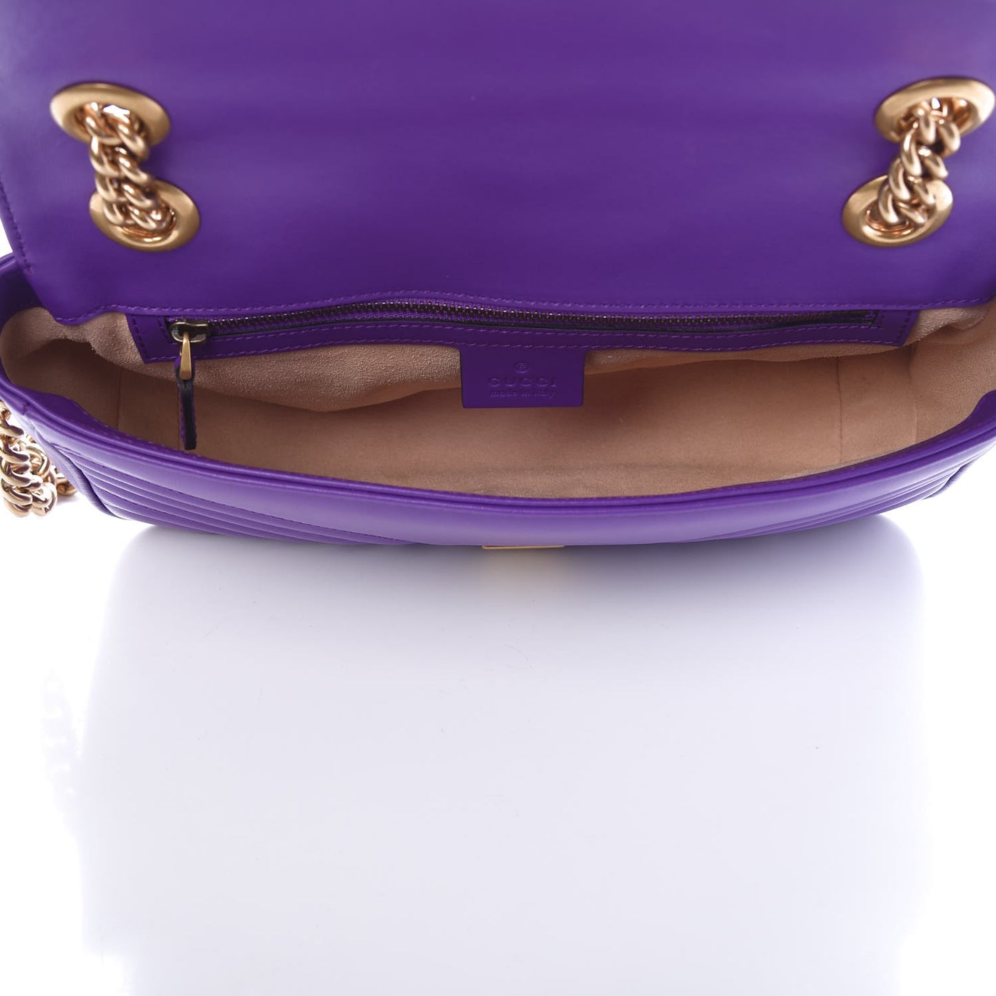 Calfskin Matelasse Small GG Marmont Shoulder Bag Shine Purple