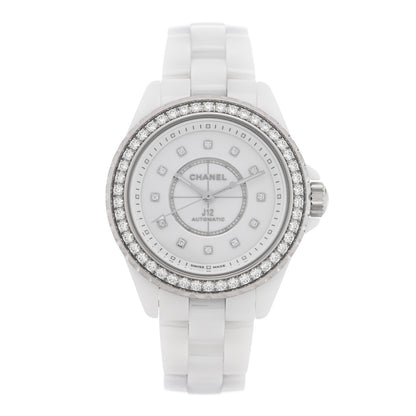Chanel Stainless Steel Ceramic Diamond Bezel 33mm J12 Automatic Watch White 1 of 4