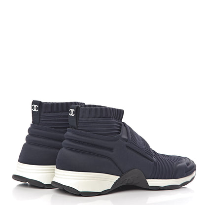 Chanel Stretch Fabric Womens CC Sneakers 37 Blue 4 of 11