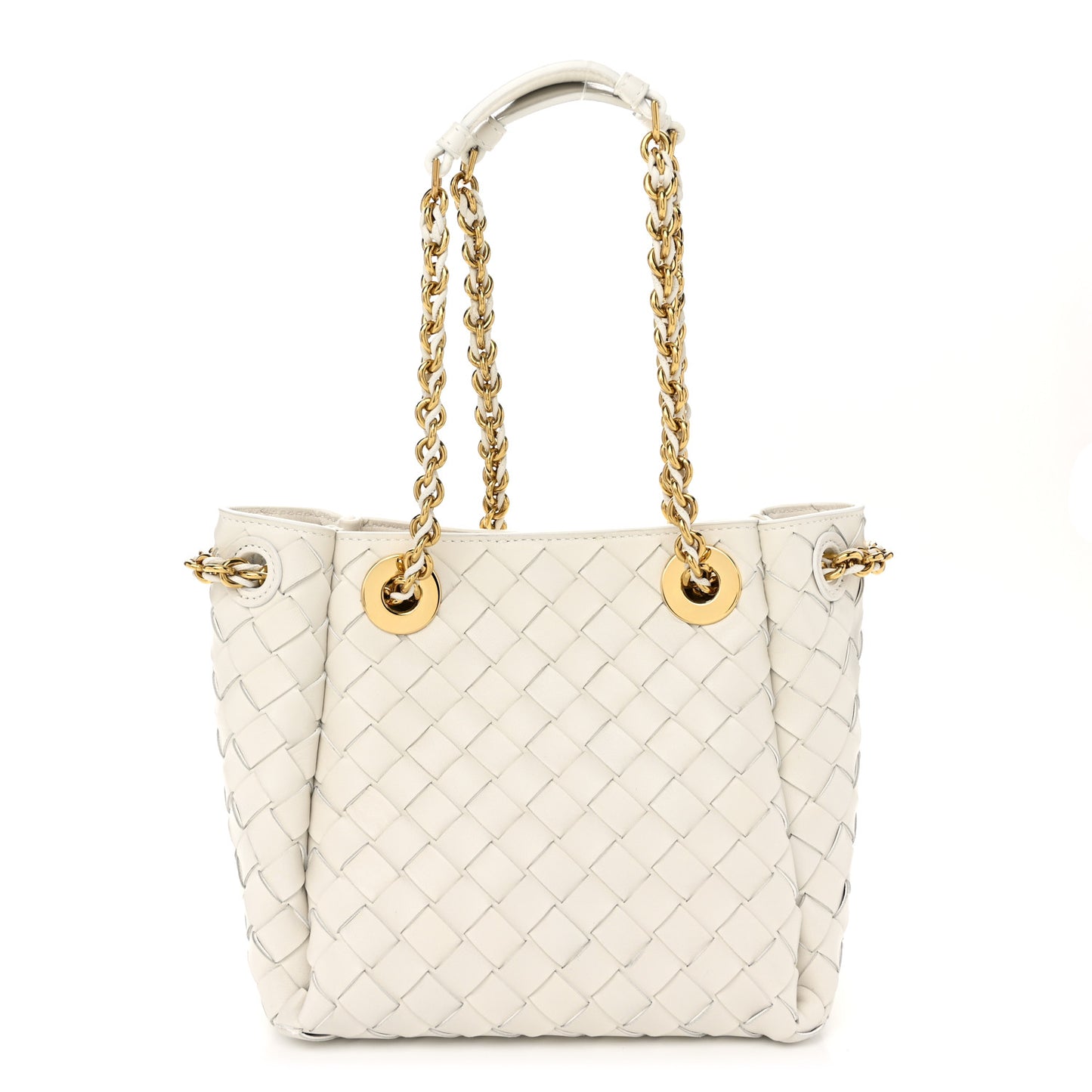 Nappa Intrecciato Small Parachute Chain Shoulder Bag Chalk