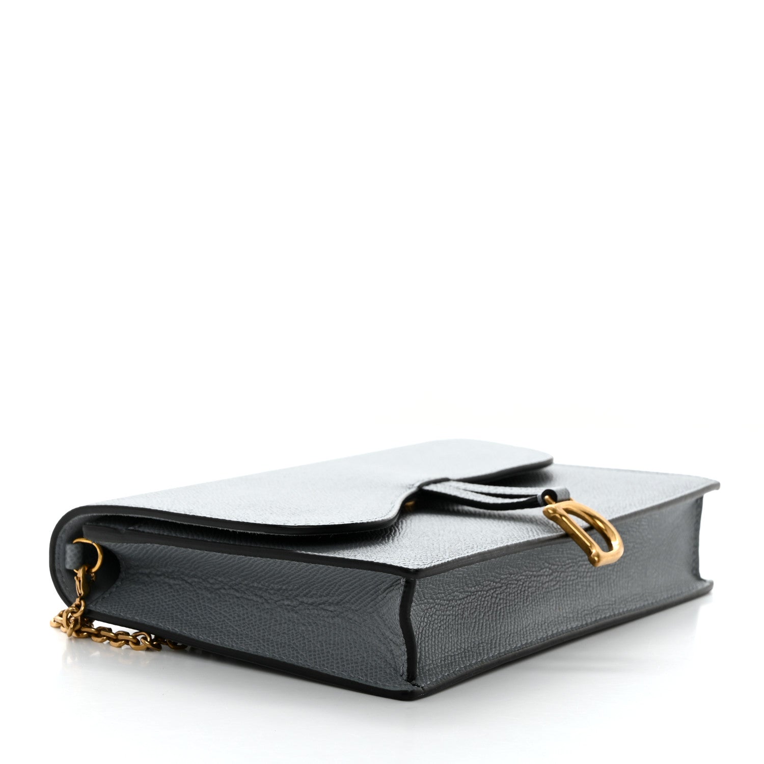 Christian Dior Grained Calfskin Saddle Chain Pouch Cloud Blue 4 of 10
