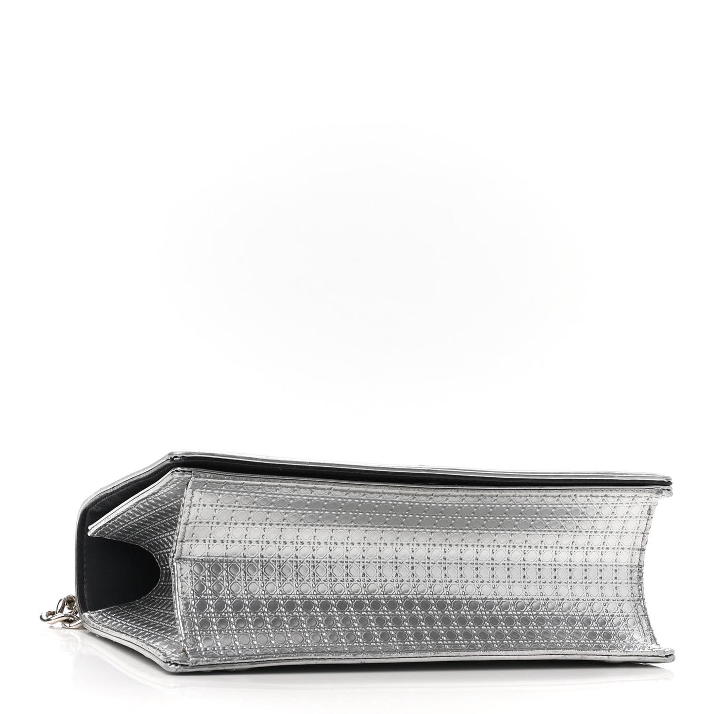 Metallic Patent Micro-Cannage Medium Diorama Flap Bag Silver
